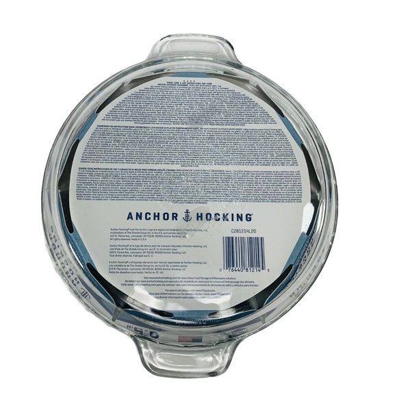 Anchor Hocking Fluted Deep Pie Dish Plate With Handles 9.5" Clear Glass USA NEW - Picture 2 of 8